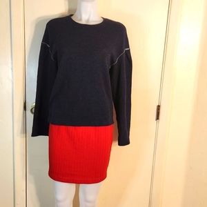 JBrand Martina Wool Blend Dark Gray Long Sleeve Pullover W/ Exposed Seams Size M